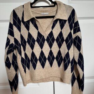 Blue & Cream Argyle Sweater